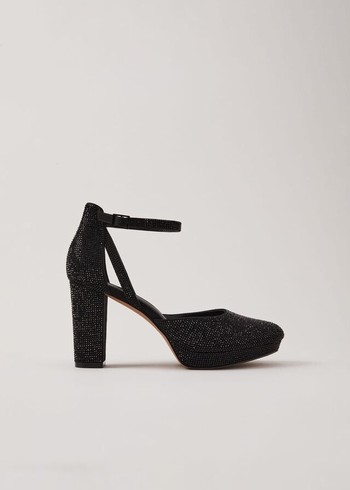 Phase Eight Black Sparkly Platform Heels Black Australia | WK2084135